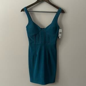 XTRAORDINARY BODYCON BODICE MINI DRESS SIZE 1 PEACOCK